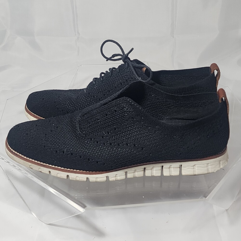 Cole Haan ZeroGrand Stitchlite Knit Black Wingtip Oxford Men 11 Crossover Shoes